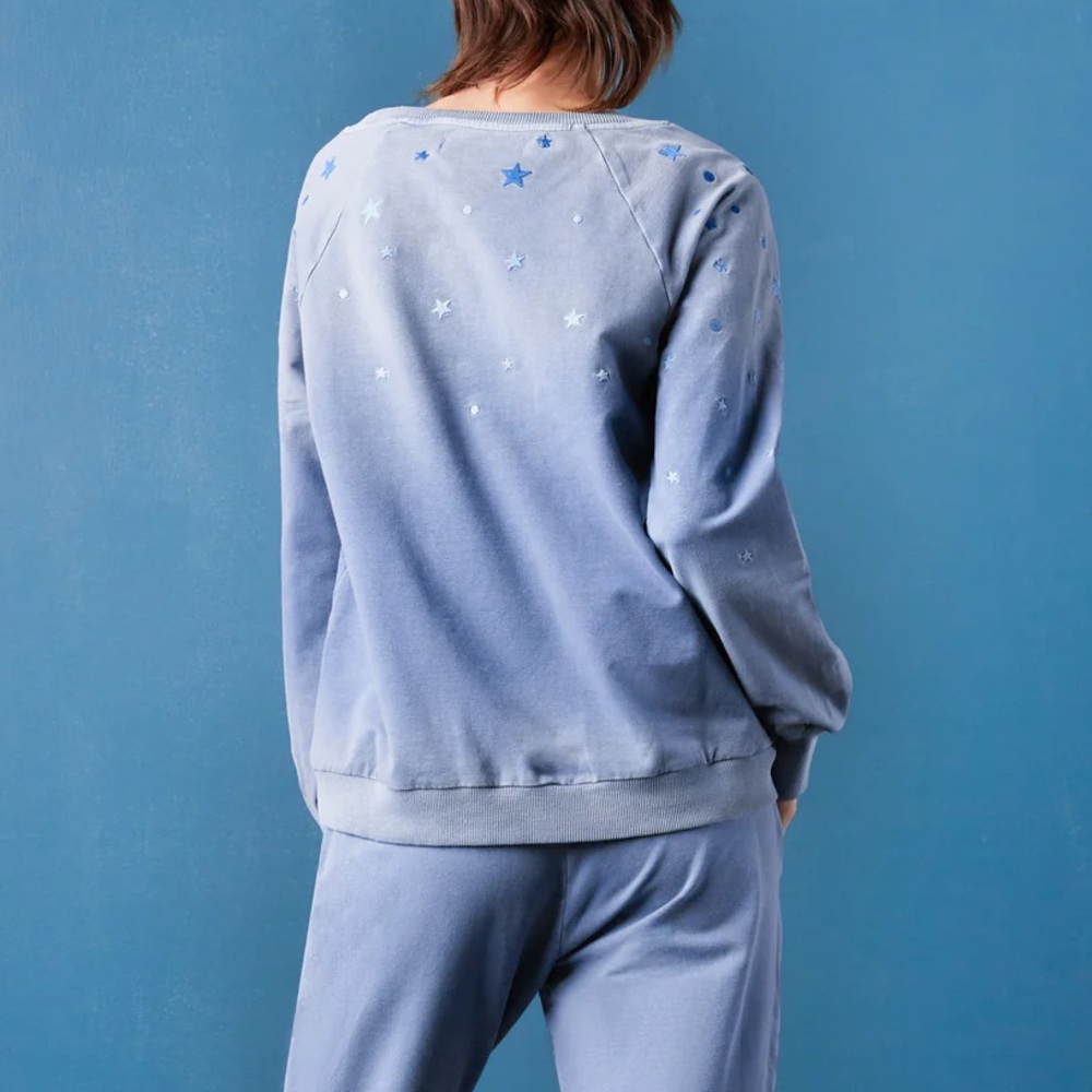 Billy T blue star embroidered sweatshirt Blue Star Pattern Sweatshirt - Picture 3 of 4